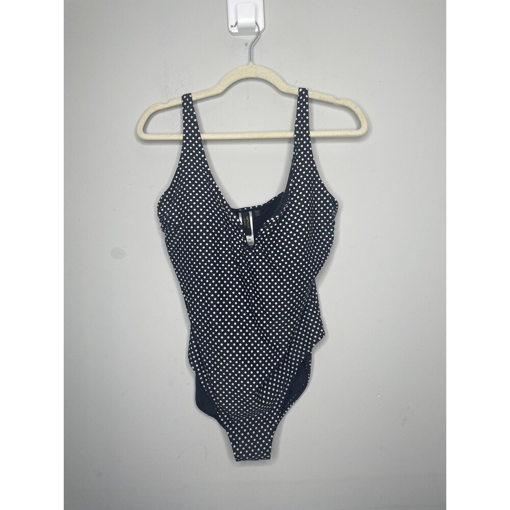 Nip Tuck Swimsuit Women 12 Black One Piece Ruched Multi Fit Cup Bathing Suit